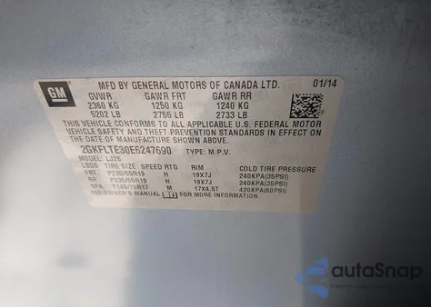 2014 GMC Terrain Slt-2 from USA, damaged, VIN 2GKFLTE30E6247690